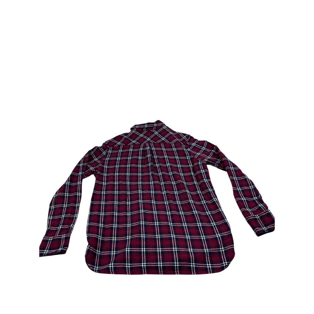 Woolrich Womens Plaid Button Down Shirt Burgundy Navy Blue Cotton L HLT0669S - Picture 2 of 7